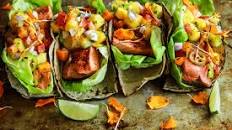 Chili Lime Salmon Tacos with Mango Salsa