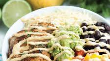 Chipotle Lime Chicken Taco Bowl with Creamy Mango Sauce