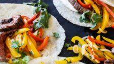 Chipotle Skirt Steak Fajitas with Sour Cream