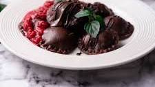 Chocolate Ravioli With Mascarpone & Raspberry Sauce