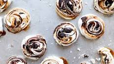 Chocolate and Salted Caramel Swirled Meringues