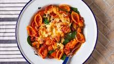 Chorizo, Conchiglie & Spinach Pasta Bake