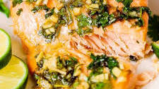 Cilantro-Lime Honey Garlic Salmon (baked in foil)