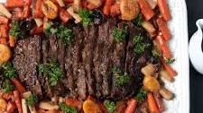 Classic Braised Beef Brisket with Caramelized Onions + Vegetables