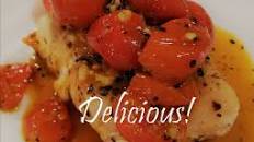 Cod with Tomato, Basil & Garlic Sauce