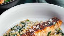 Creamy Blackened Orzo and Salmon Recipe with Spinach (One pan!)