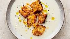 Creamy Cauliflower Soup With Cheesy Mustard Croutons
