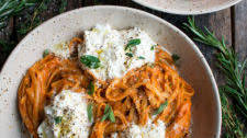 Creamy Red Pepper Pasta with Burrata & Herbs