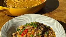 Creamy Spiced Chickpeas with Mango Salsa & Crispy Tofu