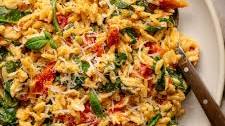 Creamy Sun Dried Tomato and Spinach Orzo