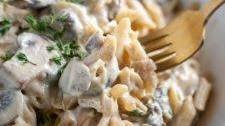Creamy Tofu Garlic Mushroom Pasta