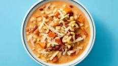 Creamy Tomato Minestrone with Elbow Pasta & Parmesan