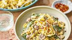 Creamy mushroom & spinach pasta