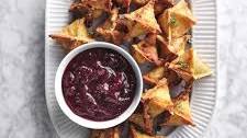 Crispy Goat Cheese Wontons with Cranberry Sauce