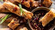 Crispy Sesame Ginger Egg Rolls with Sweet Chili Sauce