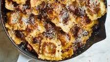 Crispy Skillet Ravioli with Garlic-Butter Mushrooms