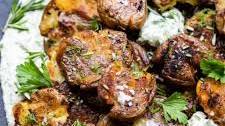 Crispy Smashed Potatoes with Whipped Herb Ricotta