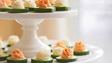 Cucumber Bites with Herbed Cheese and Salmon Mousse