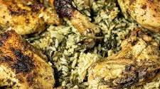 Delicious Greek Lemony Chicken with Spinach Pilaf