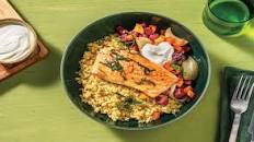 Double Honey-Glazed Salmon & Moroccan Quinoa with Carrot-Beetroot Toss & Mint