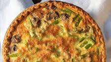 Easy Quiche with Asparagus, Mushroom, and Cheddar