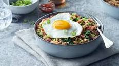 Easy Spinach and Bacon Fried Rice