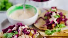 Easy tofu tacos recipe with cabbage slaw and avocado