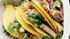 Fish tacos with avocado salsa