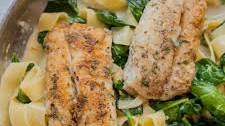 Fish with gorgonzola spinach and lemon pasta