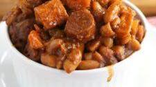 Franks and Beans with Sweet Potatoes