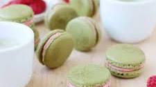Fresh Raspberry Matcha French Macarons
