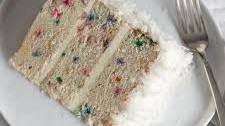 Funfetti Cake with Coconut Icing