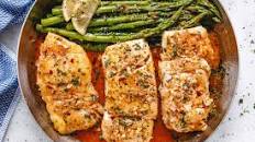 Garlic Butter Cod with Lemon Asparagus Skillet