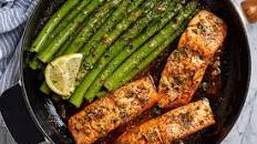 Garlic Butter Salmon with Lemon Asparagus