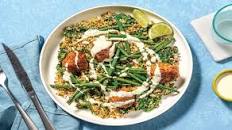 Garlic & Herb Pork Meatballs & Zesty Quinoa with Green Beans & Honey Mustard Yoghurt