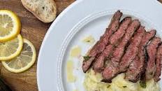 Garlic Lemon Flat Iron Steak with Citrus Mash