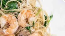 Garlic Shrimp and Spinach over Linguine
