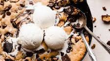 Giant Peanut Butter Cup & Chocolate Chip Skillet Cookie