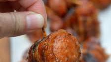 Glazed Bacon Wrapped Sausage Bites