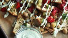 Greek Nachos with Feta-Yogurt Sauce