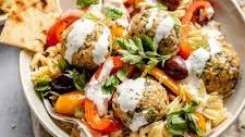 Greek Turkey Meatballs with Lemon Orzo & Creamy Feta Yogurt Sauce