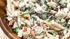 Greek chicken pasta salad