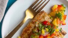 Grilled Alaska Halibut with Spicy Mango Salsa