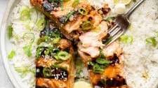 Grilled Asian Inspired Salmon with Coconut Rice