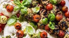 Grilled Caprese Pesto Chicken Skewers