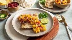 Grilled Halibut With Mango Pomegranate Salsa