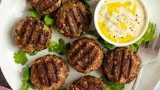 Grilled Moroccan Meatballs with Yogurt Sauce