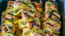 Grilled Salmon Skewers with Garlic and Dijon
