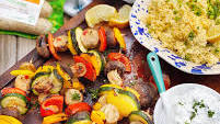 Grilled Sausage and Veggie Kabobs.