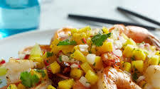 Grilled Shrimp with Mango, Lime and Radish Salsa